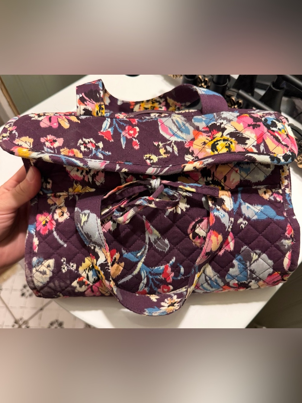 Vera Bradley Purple Floral Hanging make up bag